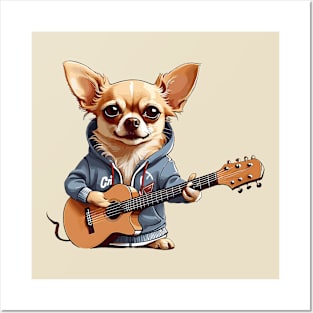 Chihuahua Playing Guitar Posters and Art